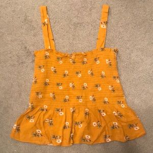 yellow floral american eagle tank top
